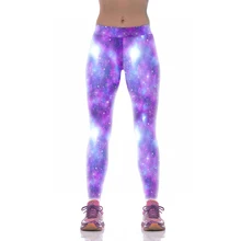 НОВЫЙ 1008 Hot Girl Женщины Звездное небо Мечта Galaxy Фиолетовый 3D Печать Высокая Талия Запуск Фитнес Спорт Леггинсы Бегун Йоги брюки