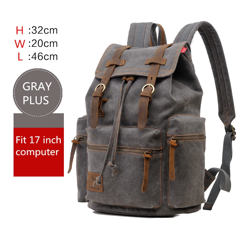 Beste AUGUR Nieuwe mannen 17 inch laptop rugzak computer schoolrugzakken mannen vintage canvas grote capaciteit rugzak school tas