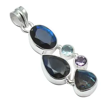 

Genuine Rainbow Moonstone Pendant 925 Sterling Silver, 53.2 mm, 2SP0120