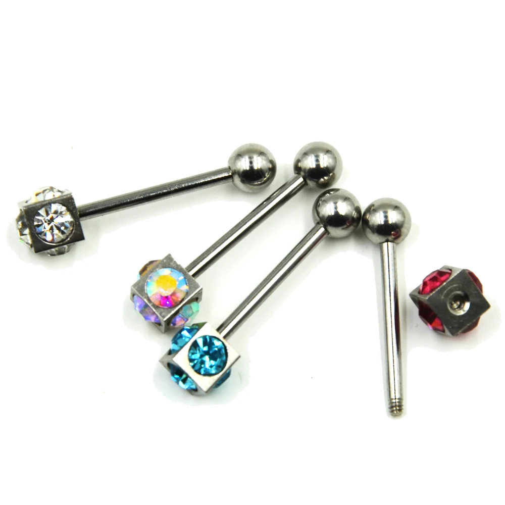 4 шт. серьги штанги для пирсинга с фианитами 14 г|ring piercing|barbell ringtongue barbell |
