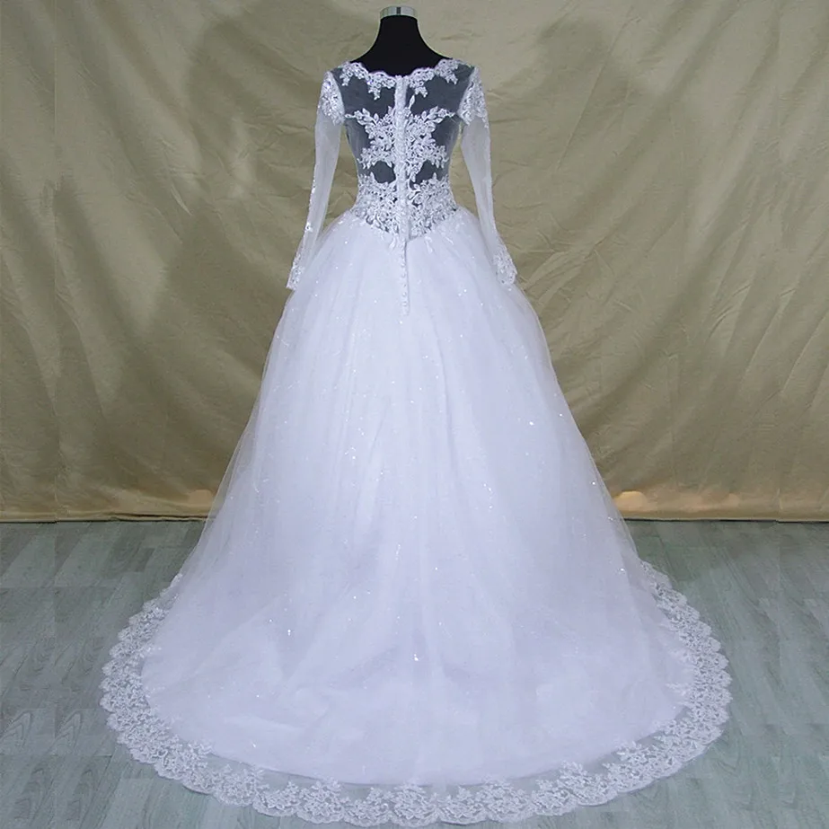 US $69.00 2020 Vestido De Noiva Long Sleeve Lace V Neck Wedding Dress Modern Arabic Elegant Bridal Gown With Real Pictures