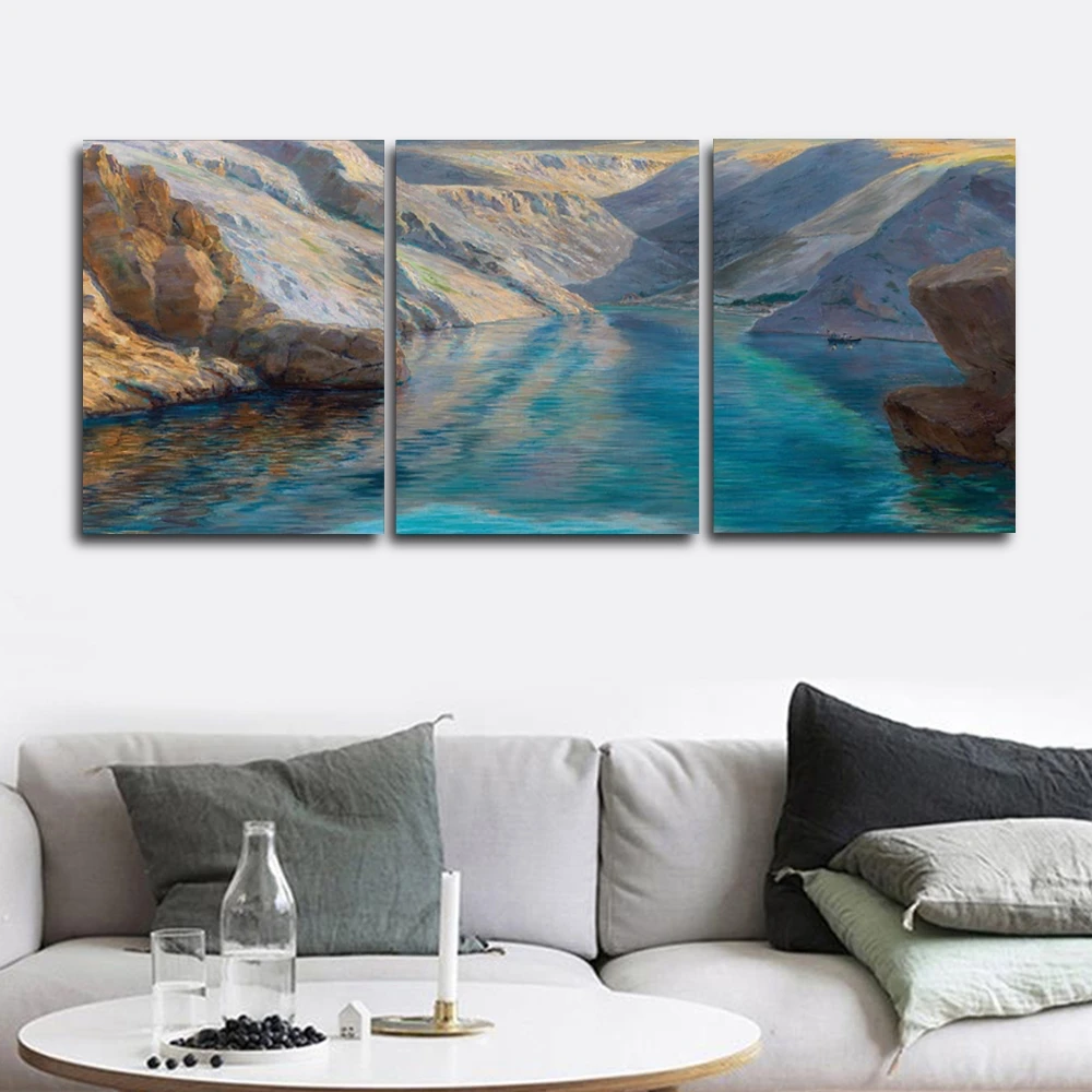 

3 Panel Mountain River Wall Artwork Canvas Painting HD Outside Posters and Prints Living Room Nordic Home Decoration No Frame