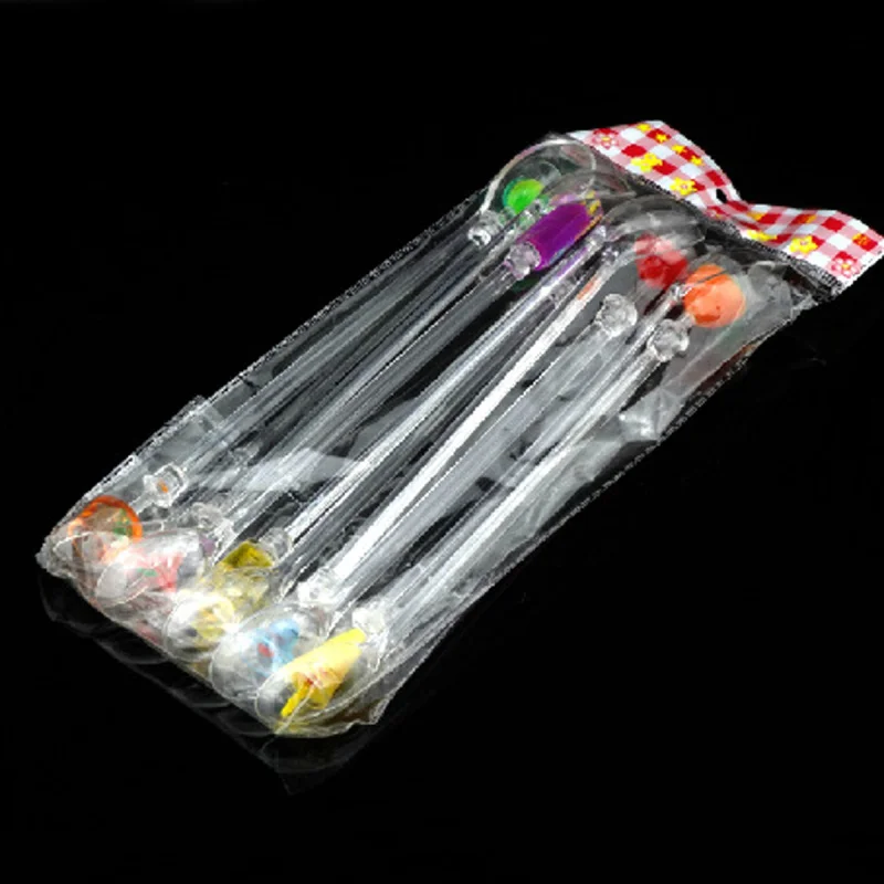 HOT 10Pcs 225mm Plastic Unique Shape Cocktail Stirrers Swizzle Sticks