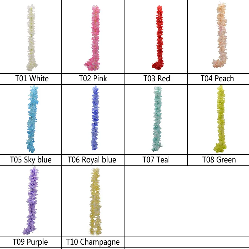 1 метр/шт. Цветы на веревке искусственная шелковая Гортензия Орхидея Глициния Цветы для свадьбы Арка из ротанга вечерние украшения для стульев