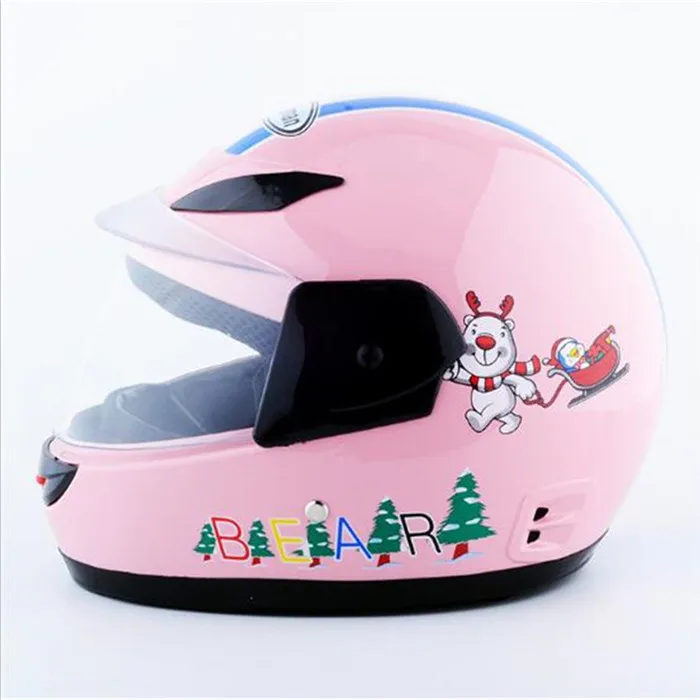 Мотоциклетный шлем, безопасный зимний, розовый, красный, синий, полнолицевой, велосипедный шлем для детей, девочек, детей, девочек, мальчиков, на день рождения, лучшие подарки - Цвет: pink