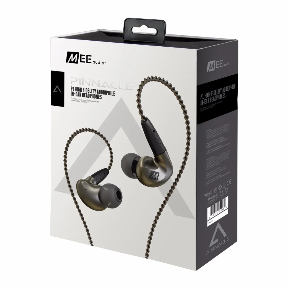 Original MEE Audio MEElectronics Pinnacle P1 Audiophile Bass HIFI DJ Studio Monitor Music In Ear Earphones with Detachable Cable