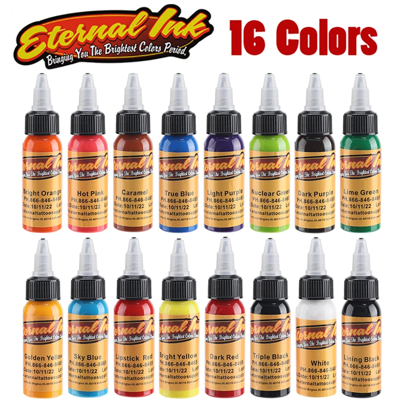 Pаспродажа 16 шт. тела Краски ing тату набор чернил татуаж красящего пигмента бровей Eyeliner татуировки Краски тела макияж чернил инструменты