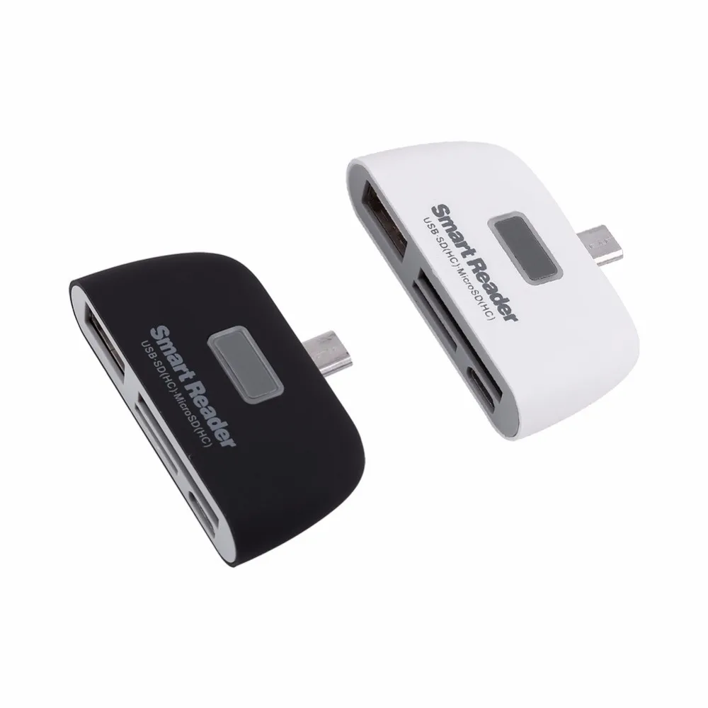 

4 in 1 OTG TF/SD Mini Smart Card Reader Adapter Micro Usb interface Port for Huawei / Sony / Sam-sung/ZTE Phone Tablet With OTG