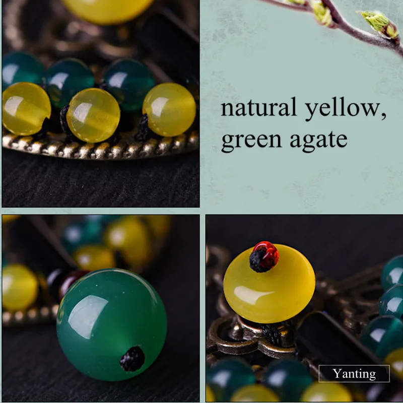 Yanting Ethnic Earrings Natural Colorful Stone Earings Fashion Jewelry Vintage Peacock Feather Handmade Earrings For Women 005 (6)