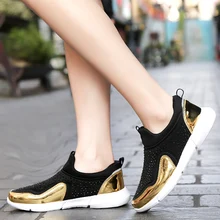 Weweya/кристаллическая сетка; кроссовки; женские блестящие туфли на плоской подошве; сезон лето-осень; женская прогулочная обувь для увеличения роста; большие размеры 42