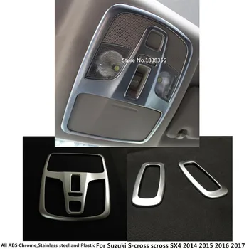 

Car ABS Chrome Front Inner Rear Tail Read Reading Switch Light Lamp Frame Trim For Suzuki S-Cross Scross SX4 2014 2015 2016 2017