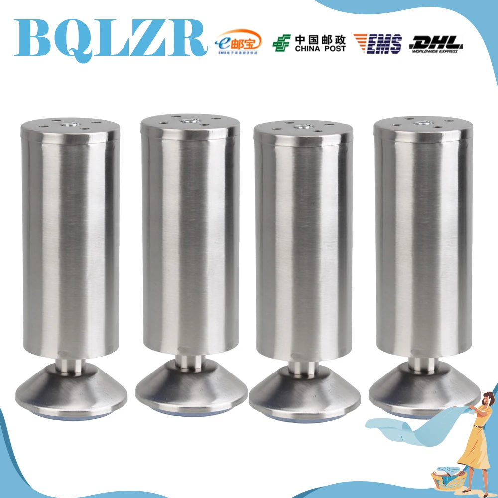 BQLZR 4 pcs Chrome Metal Feet Furniture Sofa Table Cabinet Corner Legs 5.9\