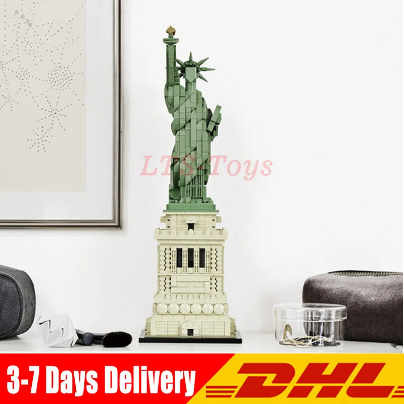 

2018 DHL LEPIN 17011 Architecture 17011 Model Compatible LegoingLY 21042 Statue of Liberty Set Building Blocks Bricks Toys