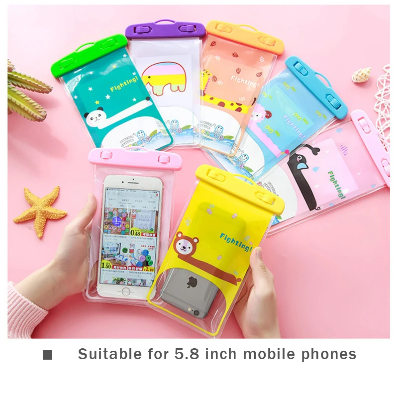 Милые Мультяшные животные водонепроницаемый чехол для iPhone X 6 S 8 7 Plus водонепроницаемый чехол сухая сумка для плавания мягкий прозрачный чехол для воды