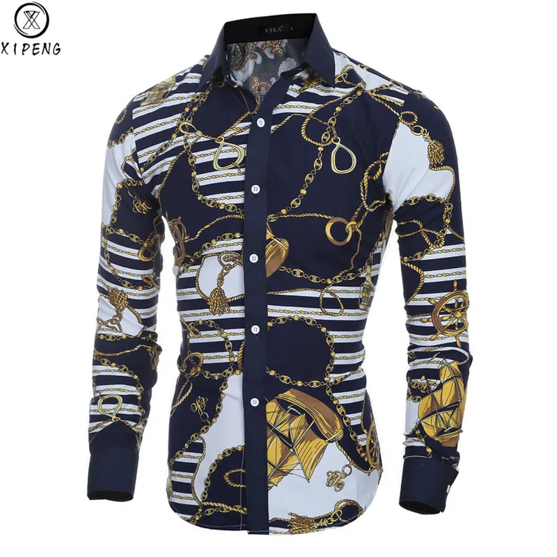 

2019 New Autumn Men Long Sleeve Shirt Plaid Male High Quality Tops Shirt Fashion Male Dress Shirts Slim Hawaiian Large Size XXL