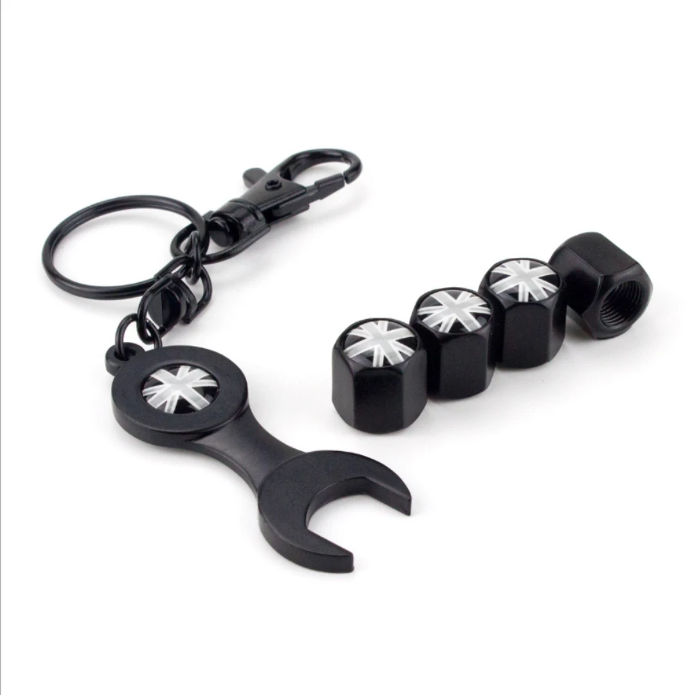 

4pcs Wheel Tire Valve Stems Caps 1pc Wrench Flag Logo Car Decoration for BMW X1 X3 X5 1serie 3series 5series 7series ///M Series