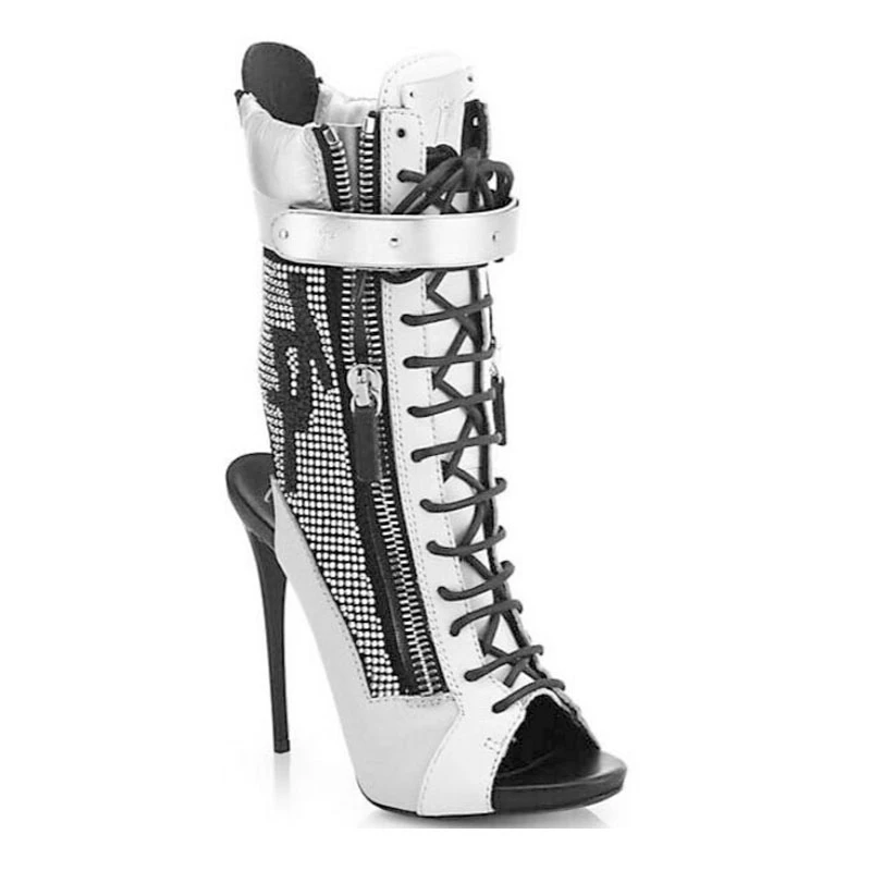 open toe white booties