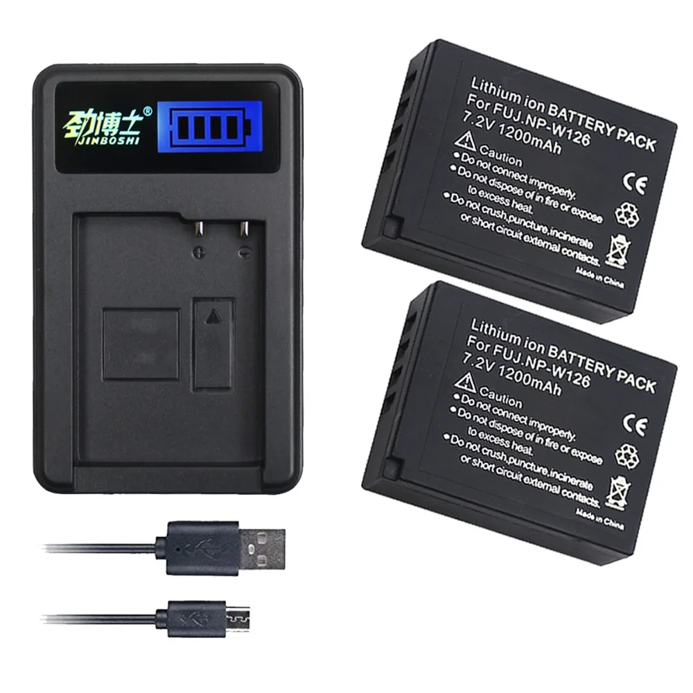 2 шт. батарея и USB одно зарядное устройство для NP-W126 NP W126 Fujifilm FinePix HS30EXR HS33EXR X-Pro1 X-E1 X-E2