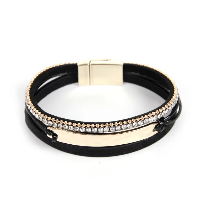 

ORNAPEADIA Brand Harajuku style Accessories Jewelry women's bohemia Luxury Geometric Multiple layers Leather bracelet wholesale