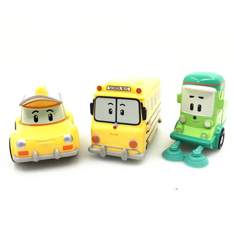 3Pcs/Set New Arrival Robocar Poli Anime Figure Robot Car Toys Korea Toys Metal Model Car Toys Kids Best Gifts