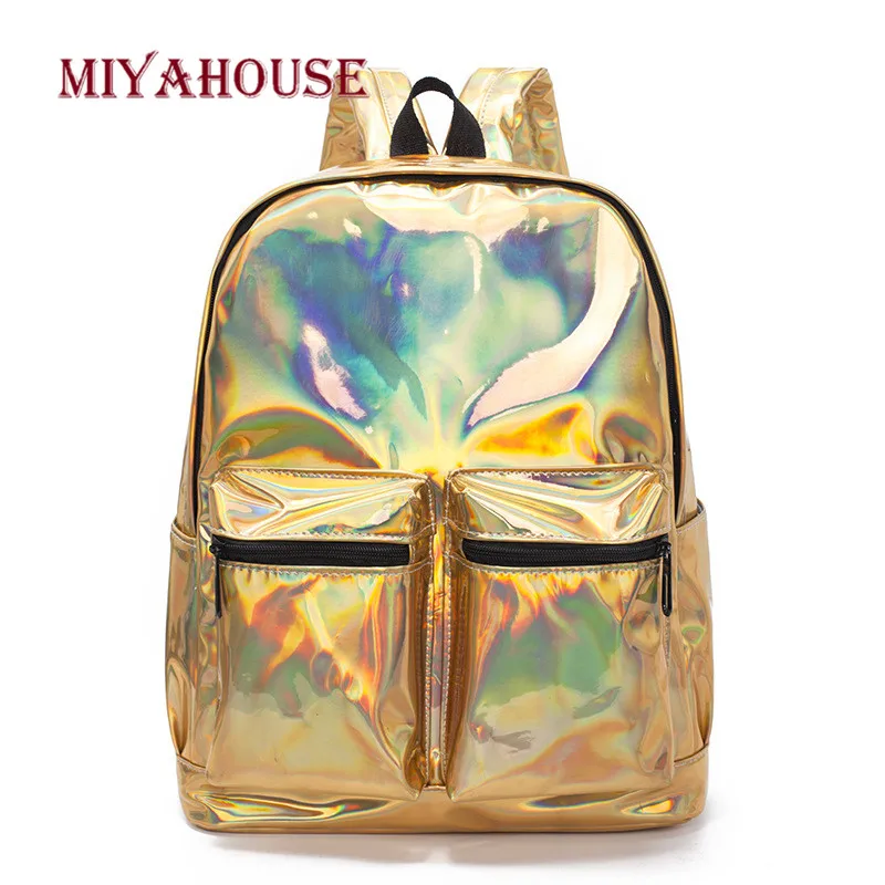 

Miyahouse Fashion Reflective Backpack For Women 2019 Colorful Laser Simple Rucksack Female Colorful Reflection Knapsack Lady