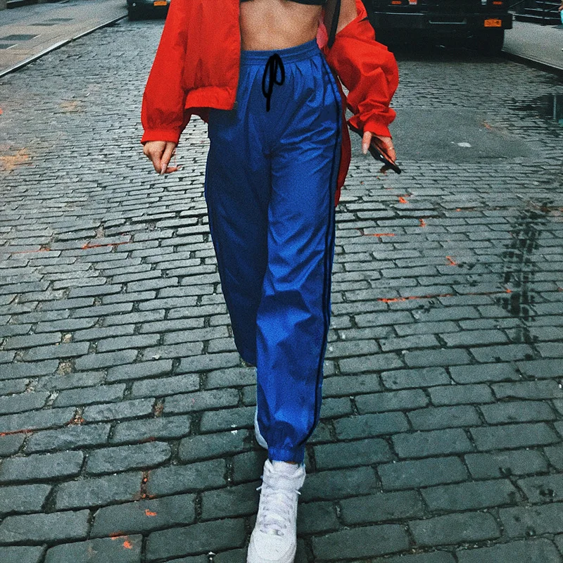 

2018 Women's Harem Pants Side Striped Patchwork Drawstring Waist Trousers hip hop dancing Casual Pants Female Bottom joger pants