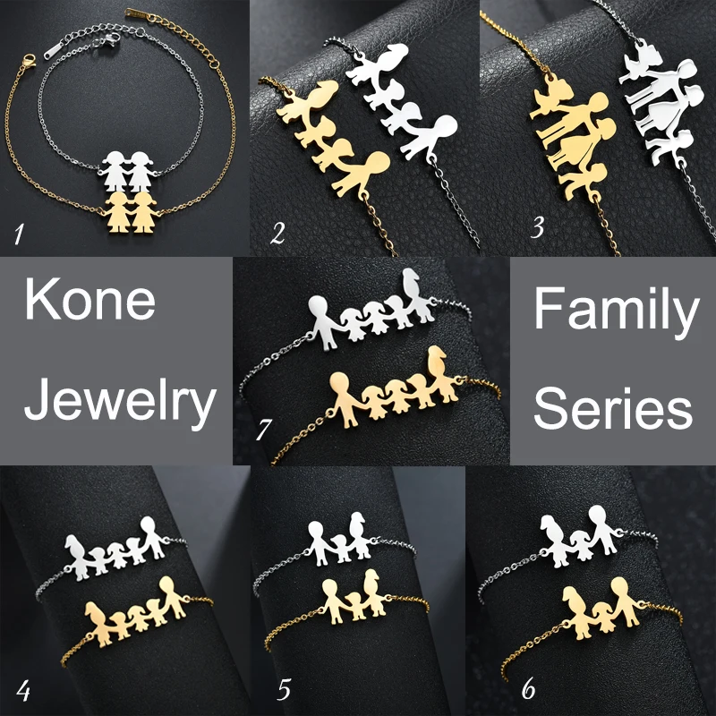 UZone Brand Stainless Steel Charm Bracelets Bangles For Family Women Men Dad Daughter Son Gold Color Jewelry Drop Shipping