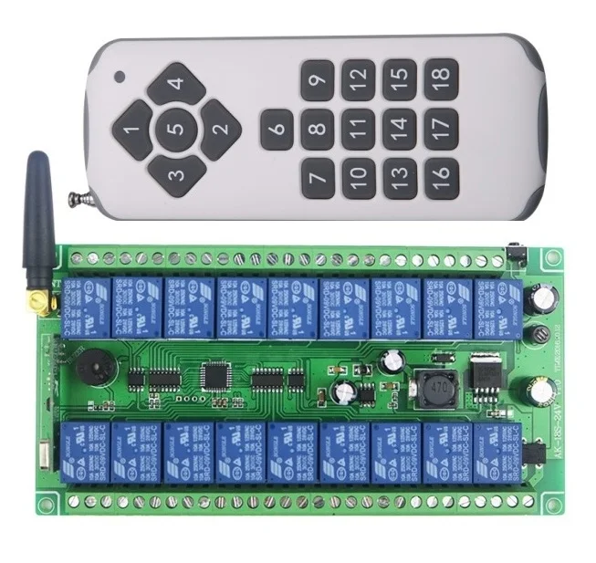 DC12V 24 В Широкий Напряжение 18 CH 18CH RF беспроводной переключатель системы дистанционного управления, передатчик+ приемник, 315/433. 92 МГц+ антенна