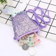 Детский кошелек на молнии для девочек, с блестками, рыбий хвост, через плечо, милый мини-кошелек, повседневный подарок