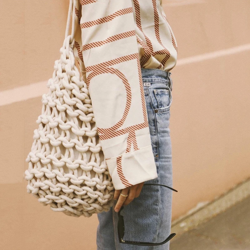 

Fashion Rope Weave Women Shoulder Bags Casual Rattan Totes Wicker Female Handbags Large Capacity Summer Beach Travel Purses 2019