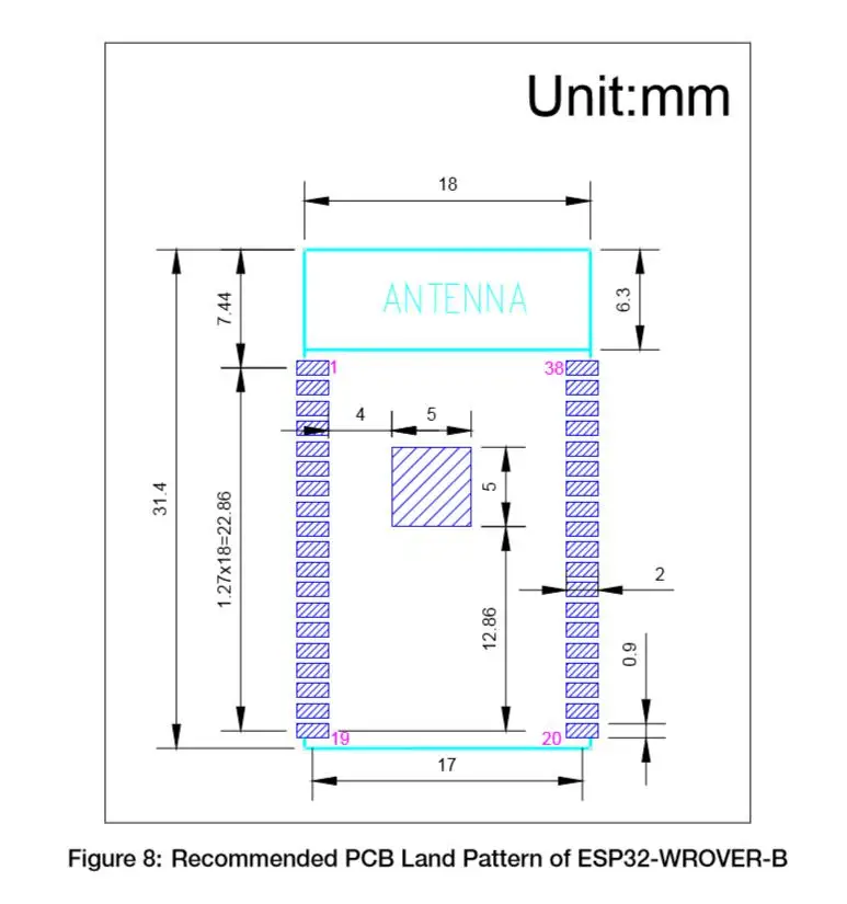 Antena do Pwb Pces Módulo Esp32-d0wd 3.3 v 8 mb Psram 4 Spi Flash 100 Esp32-wrover-b Esp32-wrover Smd 7 3.3 v 8 mb psram 4 mb spi flash antena do pwb