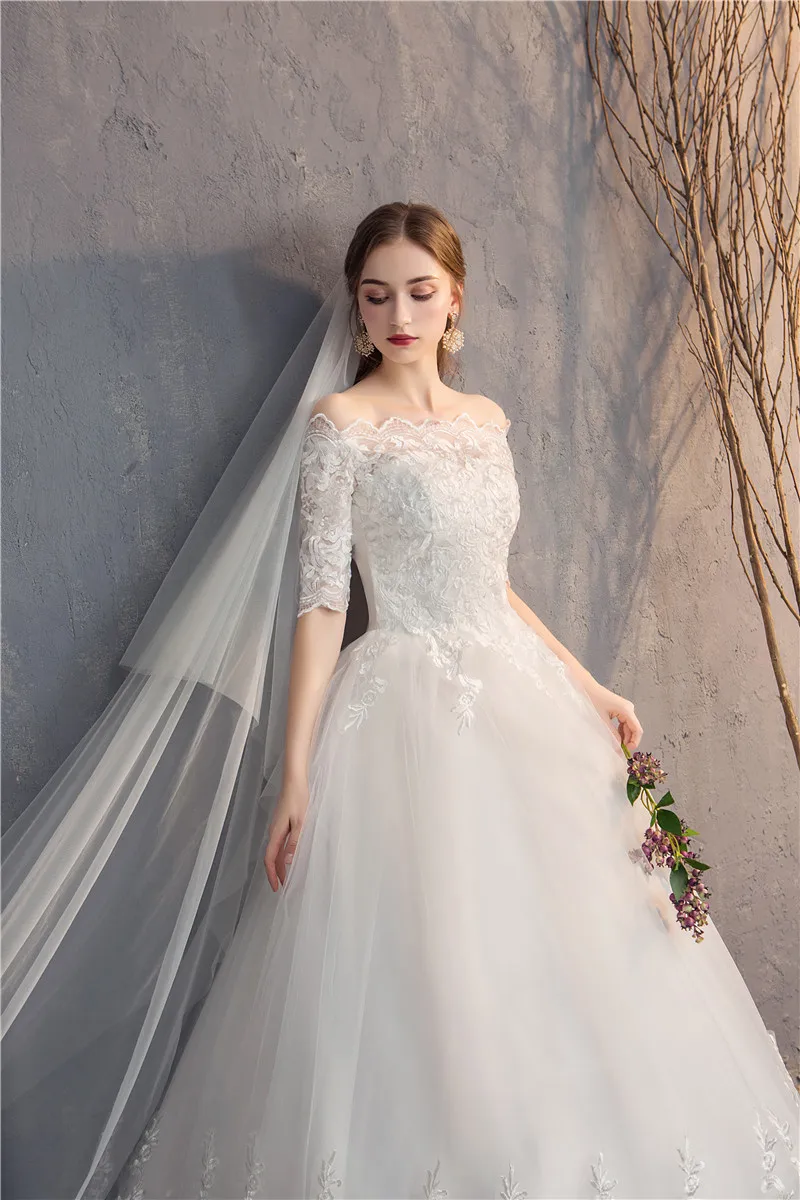 EZKUNTZA Half Sleeve Vintage Wedding Dresses 2022 Off Should Embroidery Vestidos De Noivas Plus Size Bridal Ball Gowns dresses for wedding