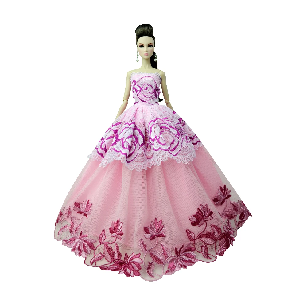 NK один шт принцессы Свадебное платье Благородный вечерние платье для куклы Барби модный дизайн наряд лучший подарок для девушки кукла 058A JJ