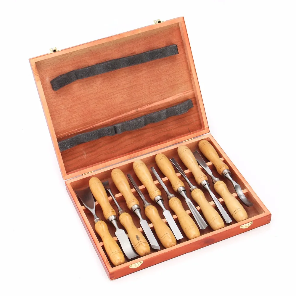 

12Pcs/Set Carbon Steel Wooden Gouges Carving Hand Chisel Tool Set With Case