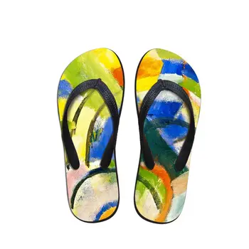 

Comfort Man Flip Flops Beach Anti-slip Sandals Casual Anti-Slip Unisex Flat Shoes Spatial Abstraction Painting Print Beach Shoes