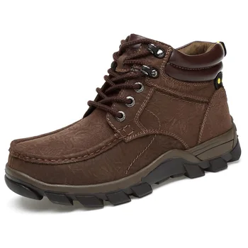 

Men Genuine Leather Winter Warm Hiking Shoes High top Mountain Walking Outdoor Sport Anti Skid Travel Trekking Climbing Footwear