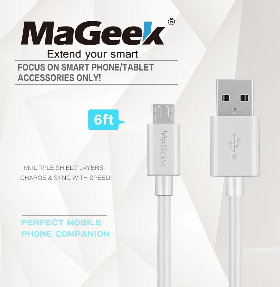 MaGeek [упаковка из 2шт] 6 футов/1,8 м микро USB кабель Быстрая зарядка данных синхронизировать мобильный телефон кабели для samsung Xiaomi LG Android