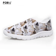 FORUDESIGNS/белые женские милая собака мопс узор повседневные летние кроссовки женские пляжные Лоферы Lover slip-on туфли на плоской подошве для женщин