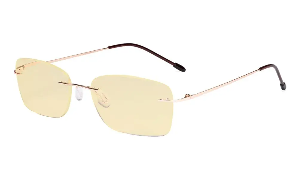 Gold TMWK9905B очки для компьютера, женские очки-синий светильник, блокирующие считыватели с желтым фильтром, объектив-светильник, очки без оправы - Цвет оправы: Gold
