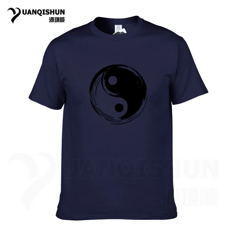 YUANQISHUN модные летние брендовые футболки мужские топы китайские Tai Chi Yin Yang мужские футболки с принтом Удобные Хлопковые футболки