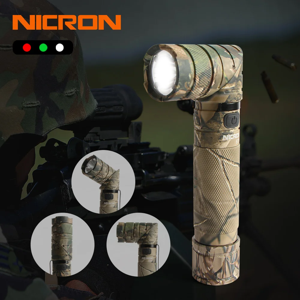 NICRON 3 цветный светильник 90 градусов Камуфляжный перезаряжаемый скрученный с 360