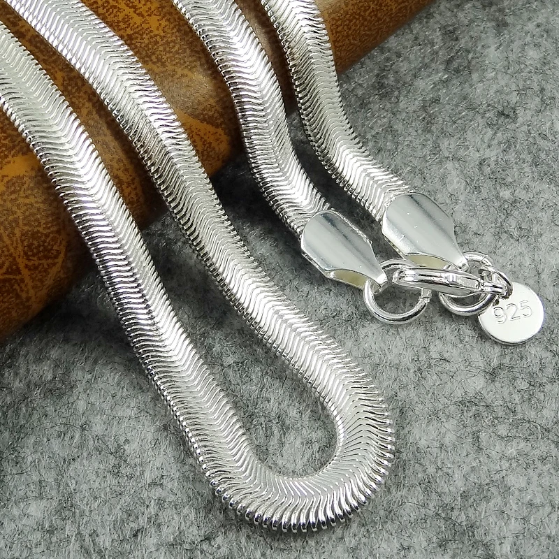 

6MM 16,18,20,22,24" 925 sterling silver necklace classic snake bone chain necklace for men women fashion jewelry Choker
