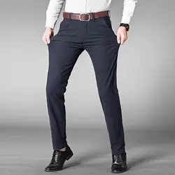 Большие размеры 42, 44, 46, 2019, весенние новые мужские повседневные штаны, деловые модные хлопковые эластичные облегающие брюки для мужчин