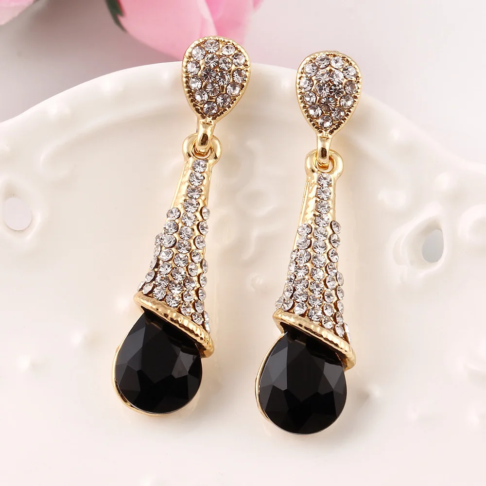 New Style Fashion Austria Crystal Earrings Gold Color Long New Style Fashion Austria Crystal Earrings Gold Color Long Earring Wedding Water Drop Women Accessories In From Jewelry