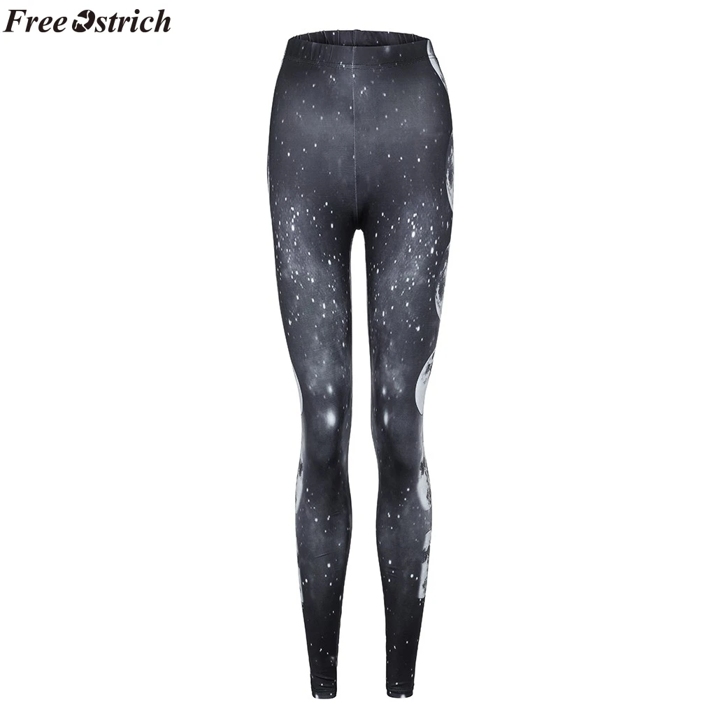 

FREE OSTRICH Starry Moon Print Hot Pants Women's Unique Fitness Exercises Sports Tights Sexy Push Up Elastic Slim Pants