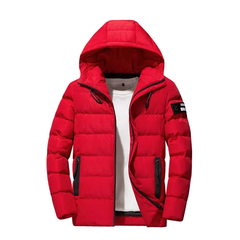 Winter Black Red Jackets Men Casual Thick Coats Hooded Design Fashion