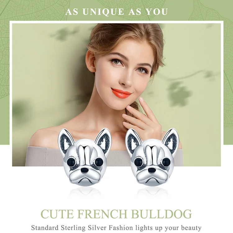 Sterling Silver Frenchie Stud Earrings