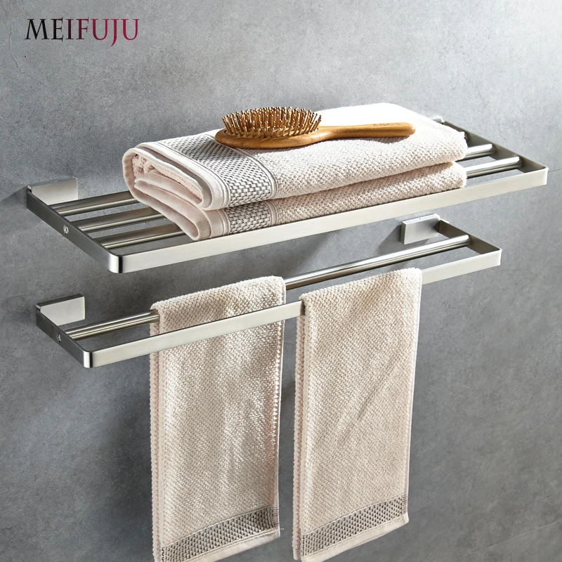 MEIFUJU квадратный твердый SUS304 из нержавеющей стали, вешалка для полотенец, Полка для полотенец, аксессуары для ванной комнаты, бумажный держатель, аксессуары для ванной комнаты