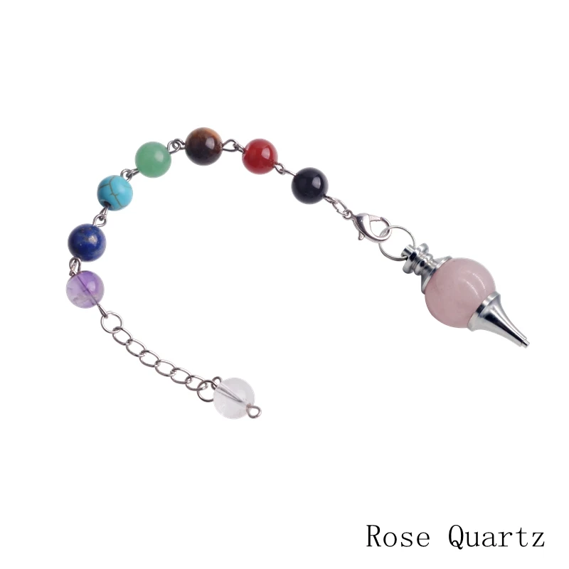 7 чакла рейки лечебные Натуральные полудрагоценные камни подвеска-Маятник из