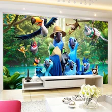 Пользовательские фото росписи обоев 3D мультфильм синий попугай плакат Детская комната Спальня Задний план стены нетканые обои де Parede